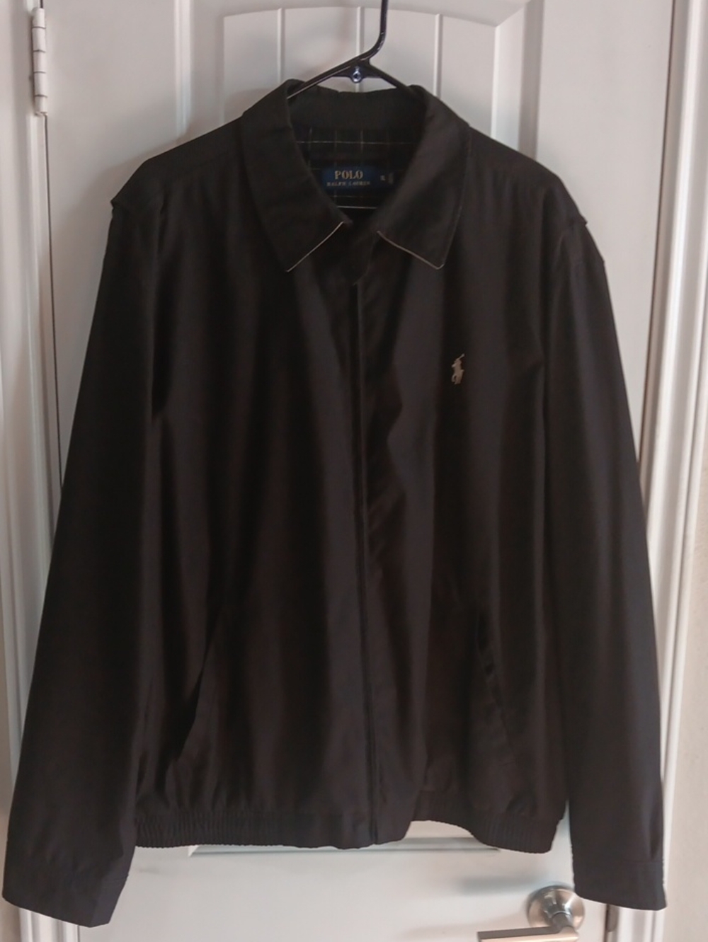 Polo Ralph Lauren Black Harrington Jacket XL Plaid Lined Old Money